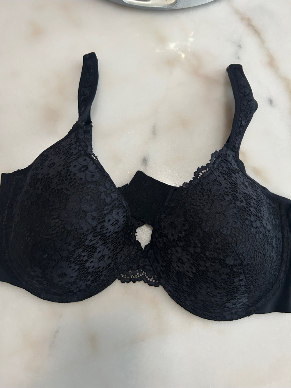 Jessica Simpson Black Lace Underwire Bra with Floral Detail